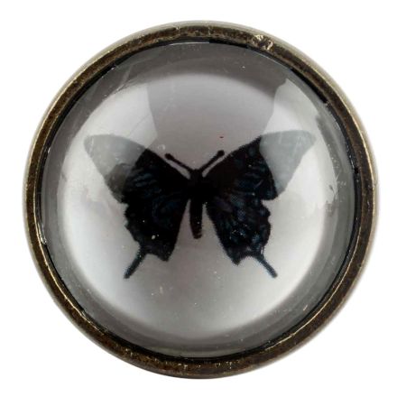 Butterfly Inside Glass And Metal Drawer Knob